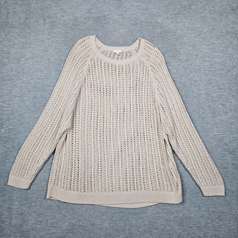 J.JILL Beige Beachy Open Knit Tunic Sweater Women's Size M